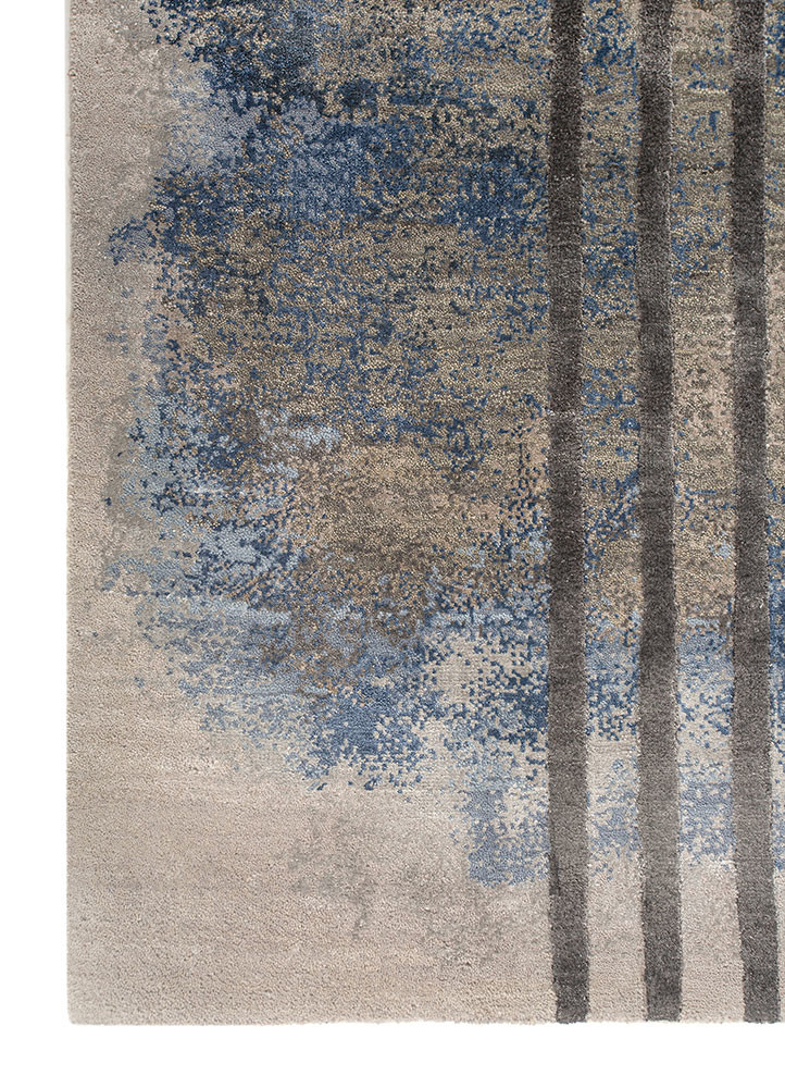 aakar by kavi grey and black wool and bamboo silk hand knotted Rug - Corner aakar by kavi grey and black wool and bamboo silk hand knotted Rug - Corner