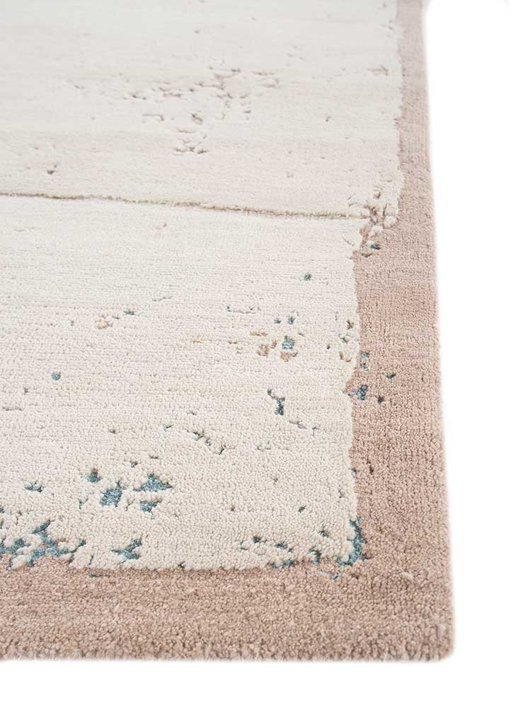 aakar by kavi ivory wool and bamboo silk hand knotted Rug - Corner
