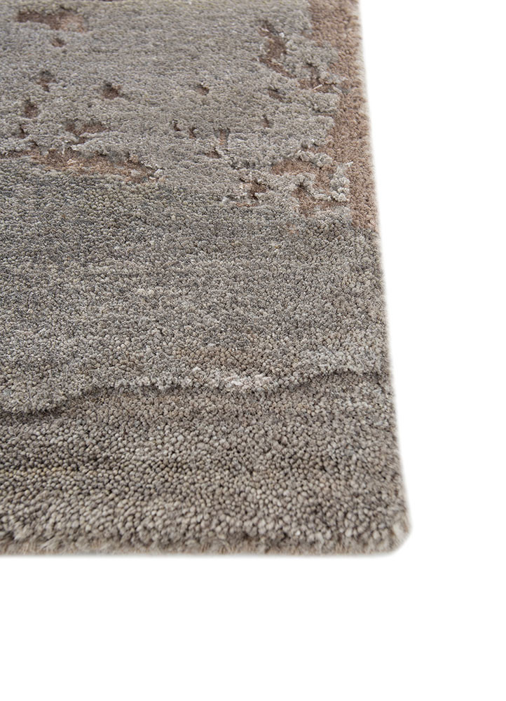 aakar by kavi grey and black wool and bamboo silk hand knotted Rug - Corner aakar by kavi grey and black wool and bamboo silk hand knotted Rug - Corner