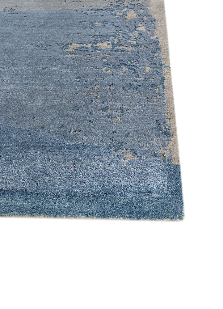 aakar by kavi blue wool and bamboo silk hand knotted Rug - Corner aakar by kavi blue wool and bamboo silk hand knotted Rug - Corner