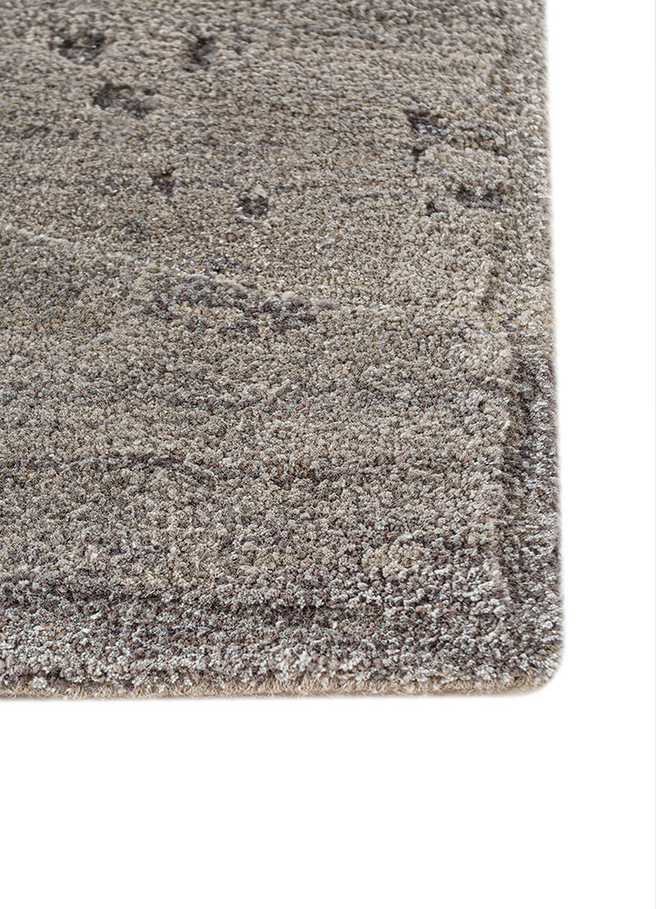 aakar by kavi ivory wool and bamboo silk hand knotted Rug - Corner