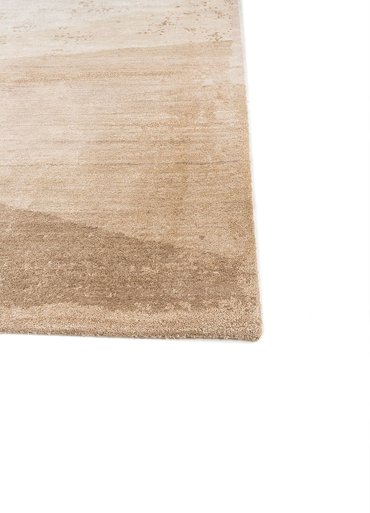 aakar by kavi ivory wool and bamboo silk hand knotted Rug - Corner