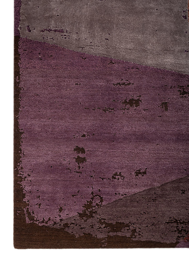 aakar by kavi red and orange wool and bamboo silk hand knotted Rug - Corner
