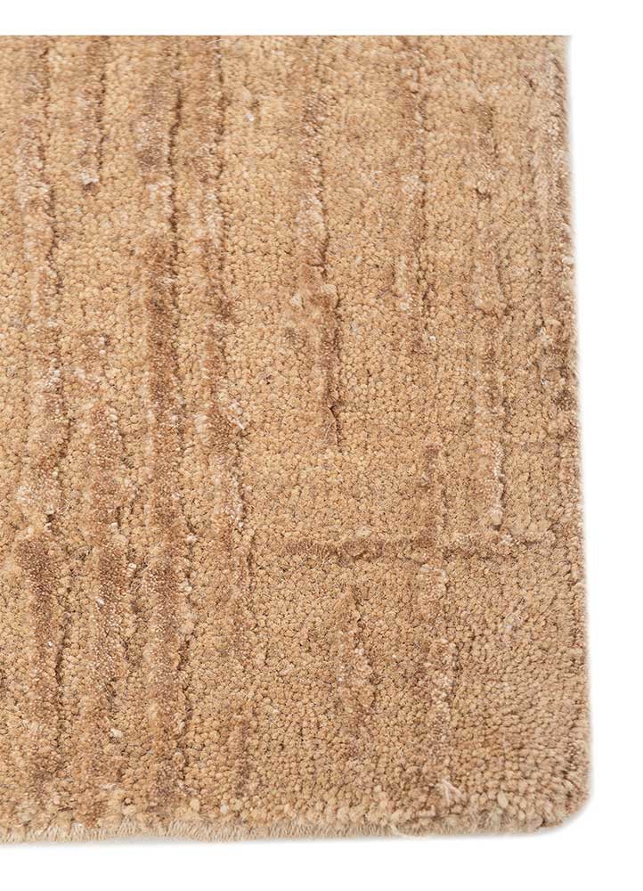 free verse by kavi beige and brown wool and bamboo silk hand knotted Rug - Corner