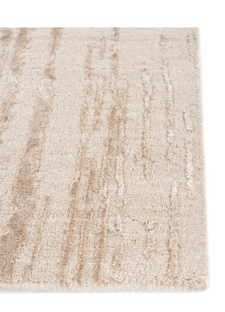 free verse by kavi ivory wool and bamboo silk hand knotted Rug - Corner