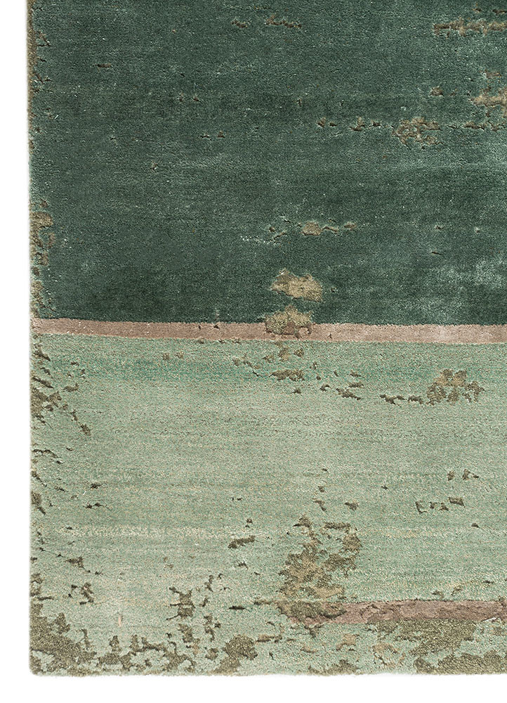 aakar by kavi green wool and bamboo silk hand knotted Rug - Corner aakar by kavi green wool and bamboo silk hand knotted Rug - Corner