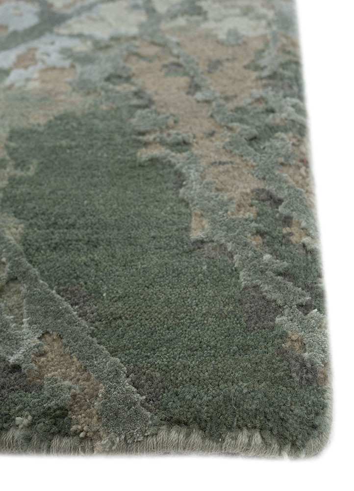 chaos theory by kavi green wool and bamboo silk hand knotted Rug - Corner chaos theory by kavi green wool and bamboo silk hand knotted Rug - Corner