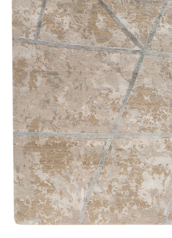 chaos theory by kavi grey and black wool and bamboo silk hand knotted Rug - Corner