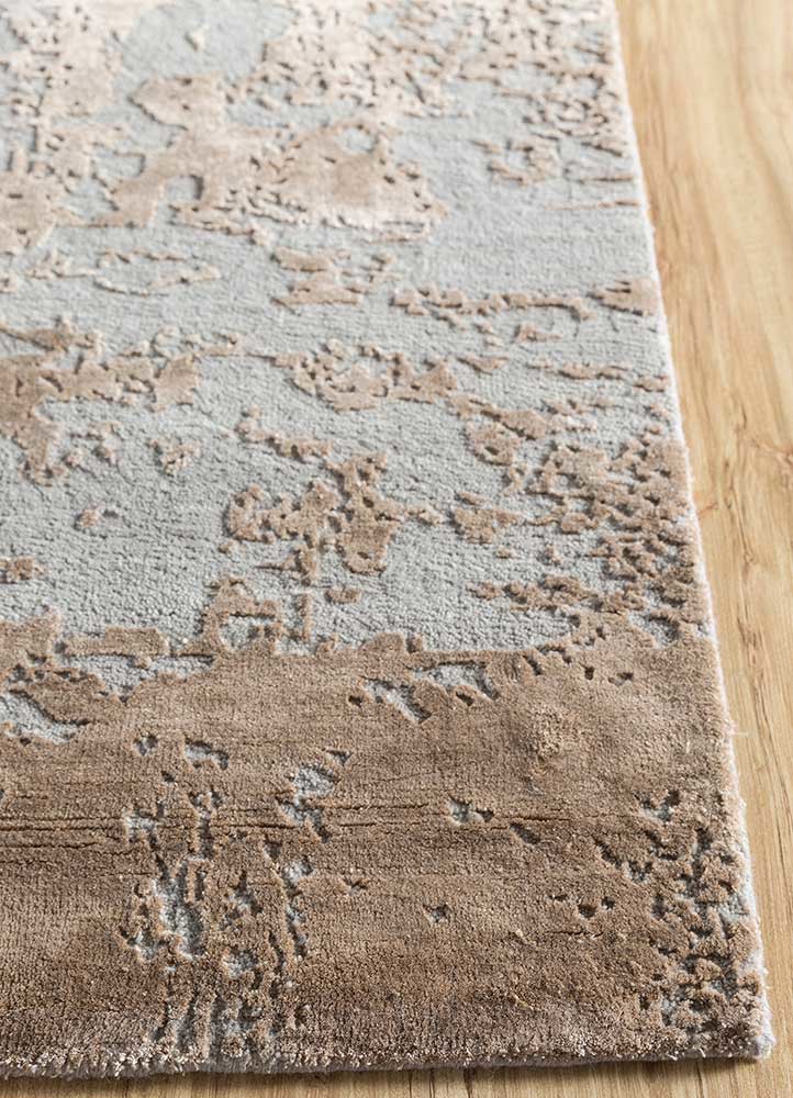 project error by kavi grey and black wool and bamboo silk hand knotted Rug - Corner