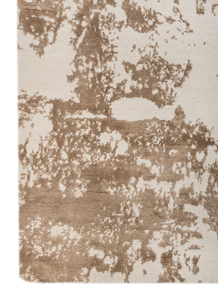 project error by kavi ivory wool and bamboo silk hand knotted Rug - Corner