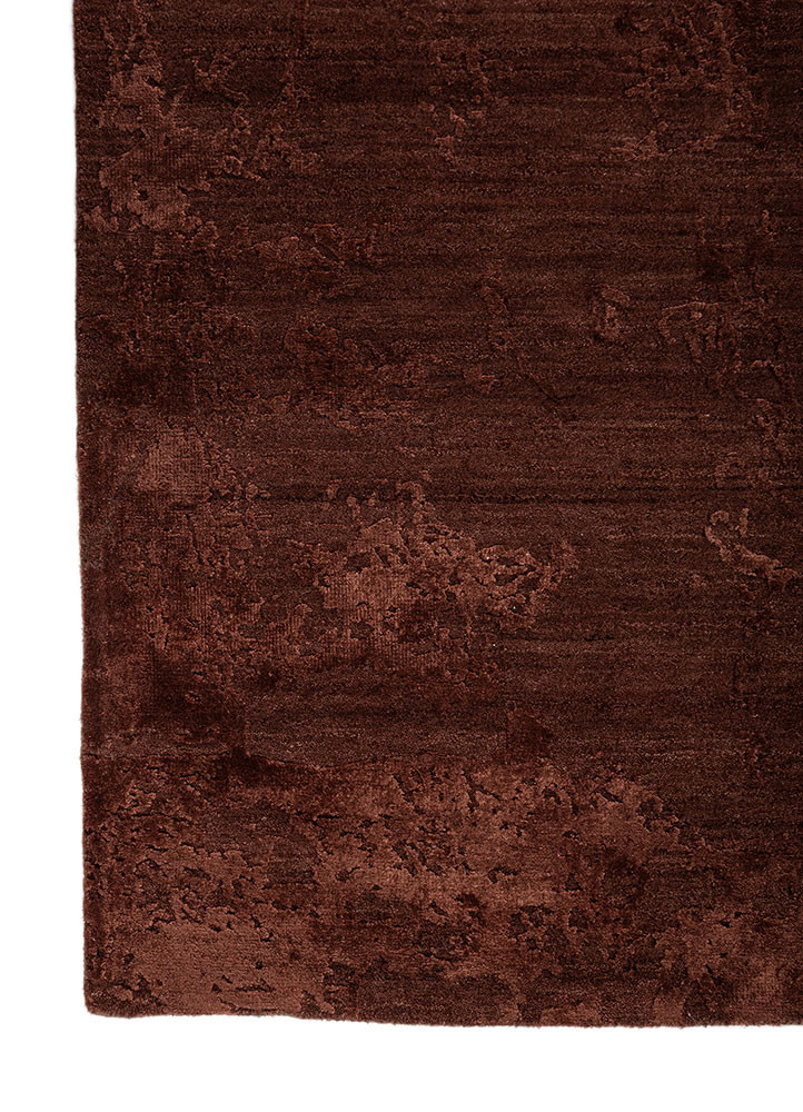 project error by kavi red and orange wool and bamboo silk hand knotted Rug - Corner