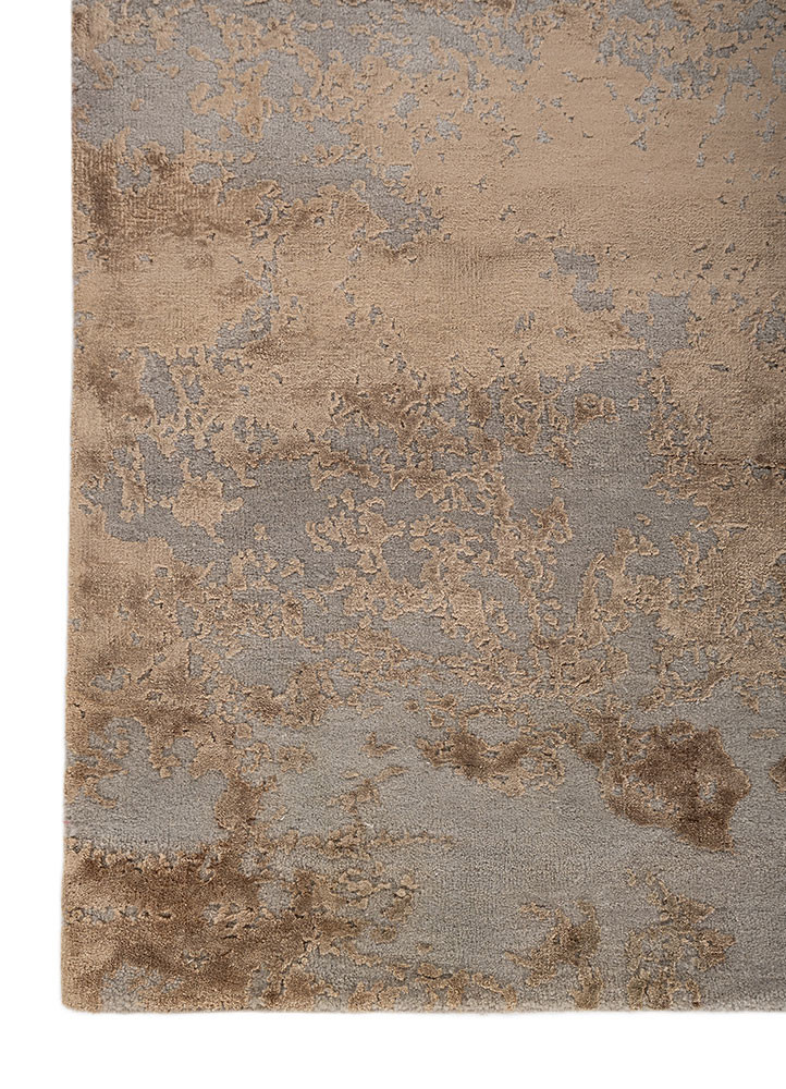 project error by kavi grey and black wool and bamboo silk hand knotted Rug - Corner