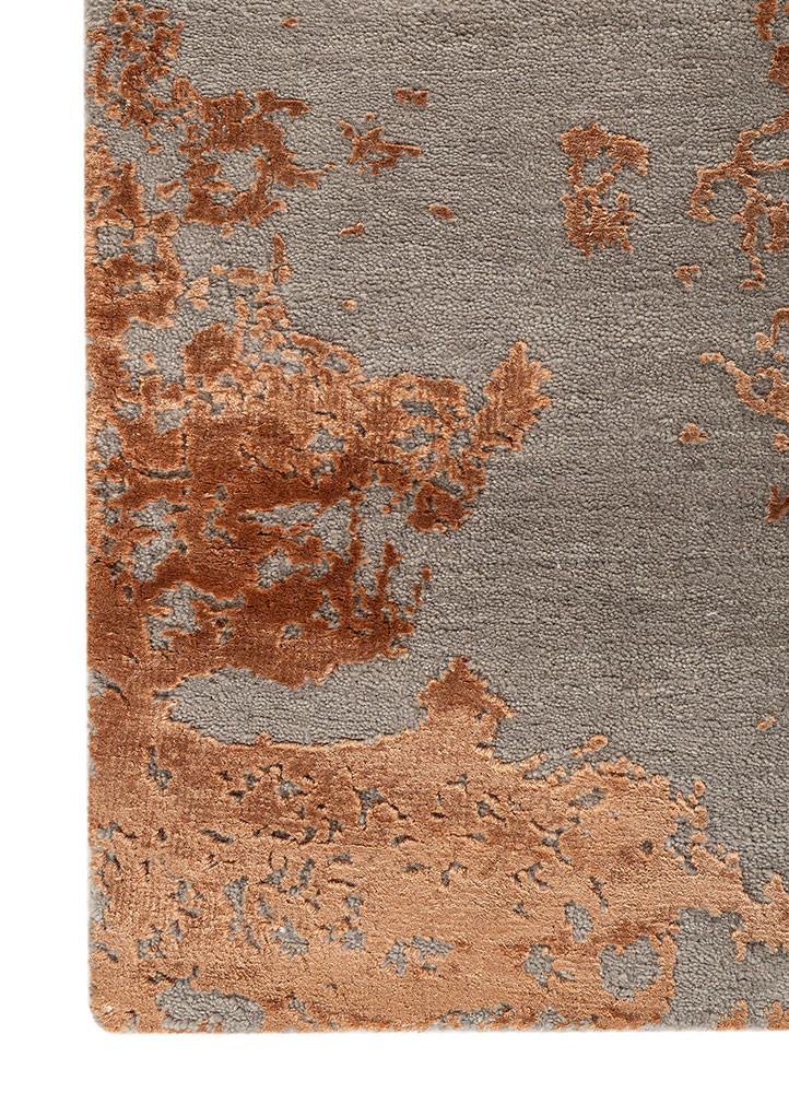 project error by kavi grey and black wool and bamboo silk hand knotted Rug - Corner