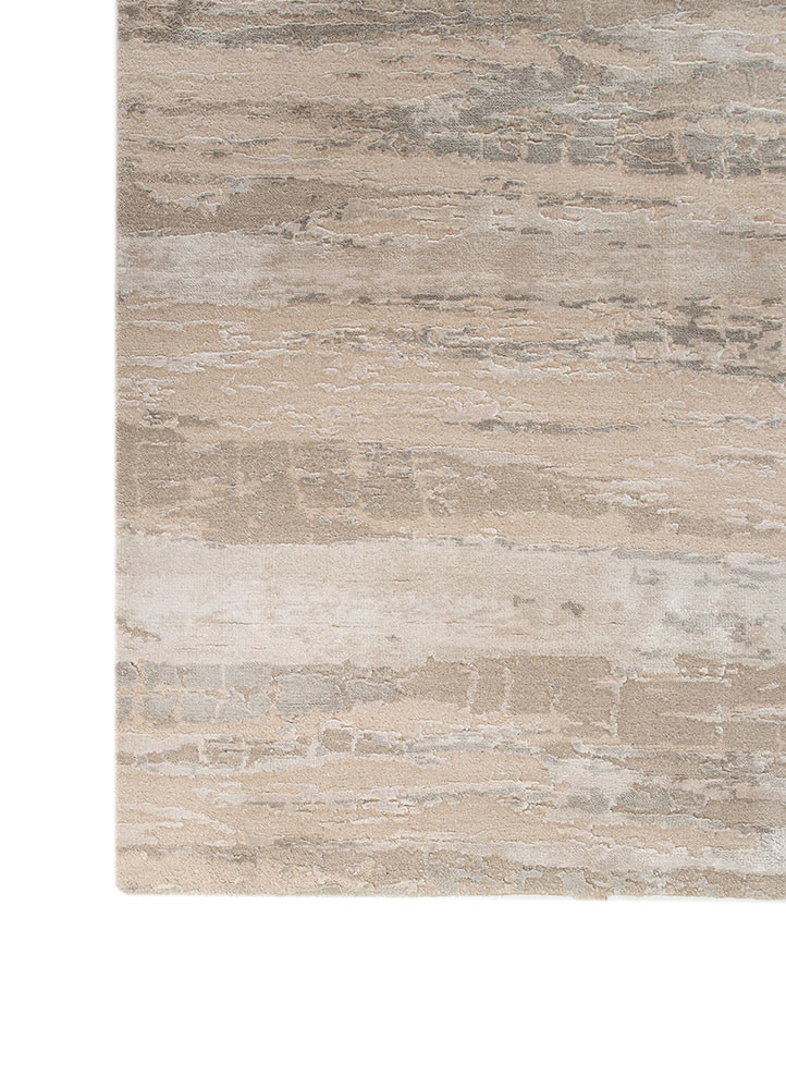 chaos theory by kavi grey and black wool and bamboo silk hand knotted Rug - Corner