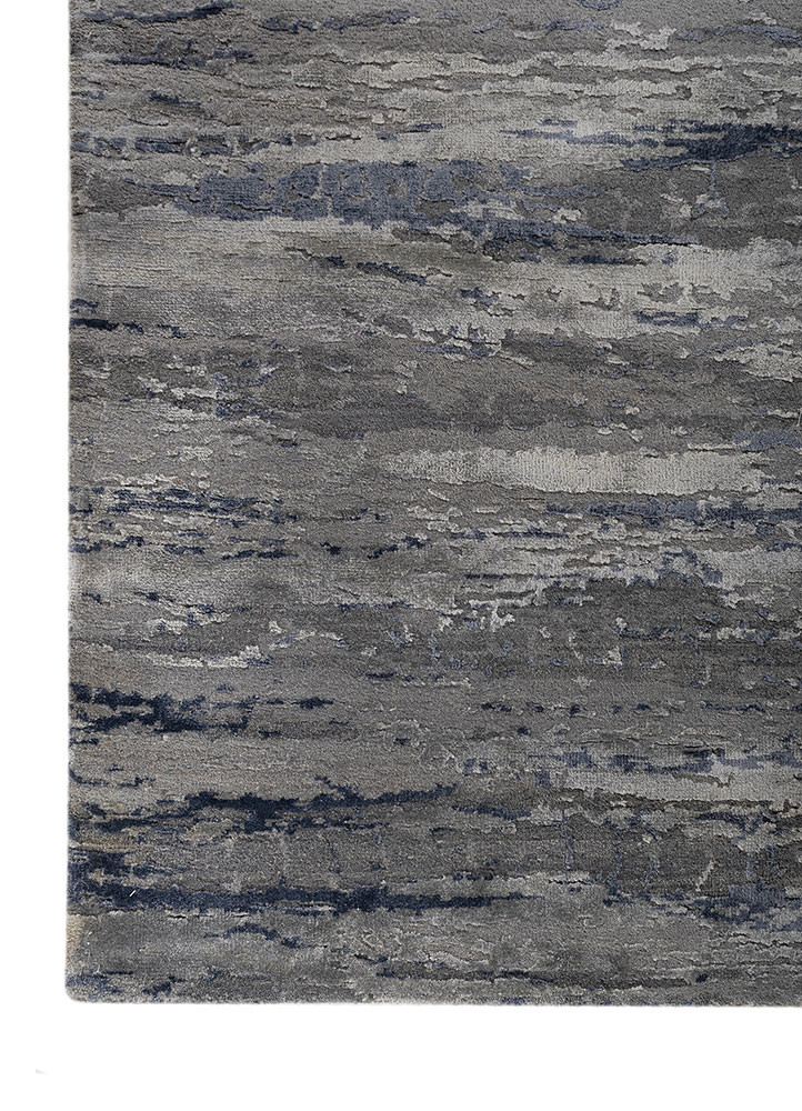 chaos theory by kavi grey and black wool and bamboo silk hand knotted Rug - Corner chaos theory by kavi grey and black wool and bamboo silk hand knotted Rug - Corner