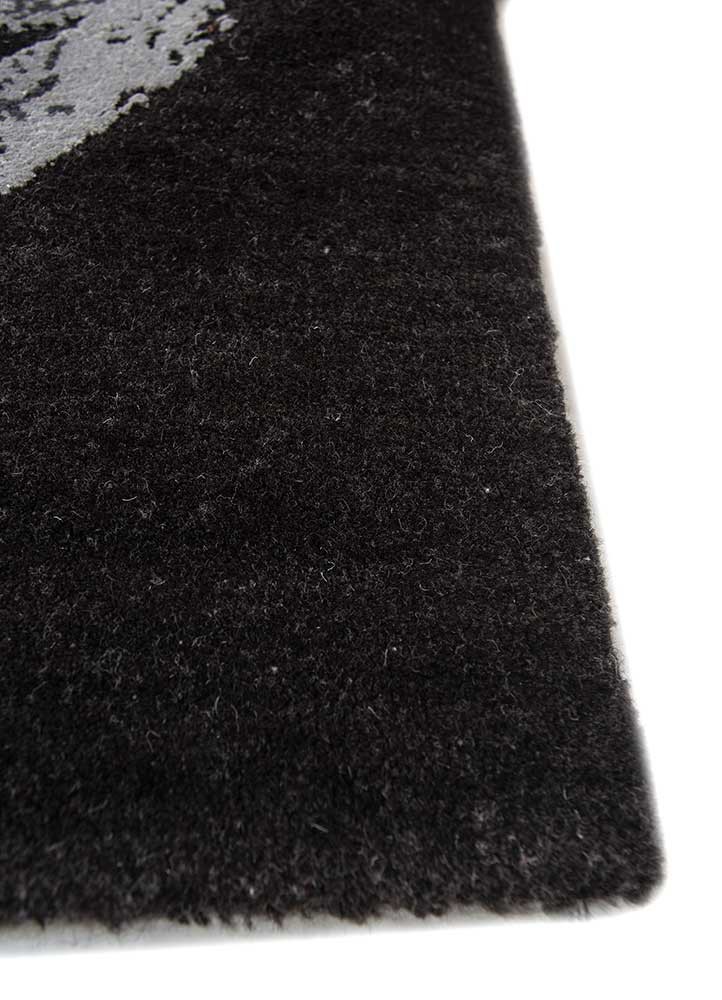 free verse by kavi blue wool and bamboo silk hand knotted Rug - Corner