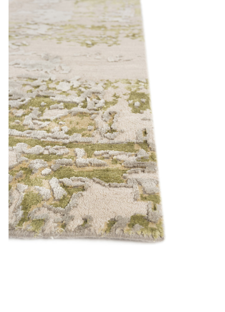 project error by kavi grey and black wool and bamboo silk hand knotted Rug - Corner