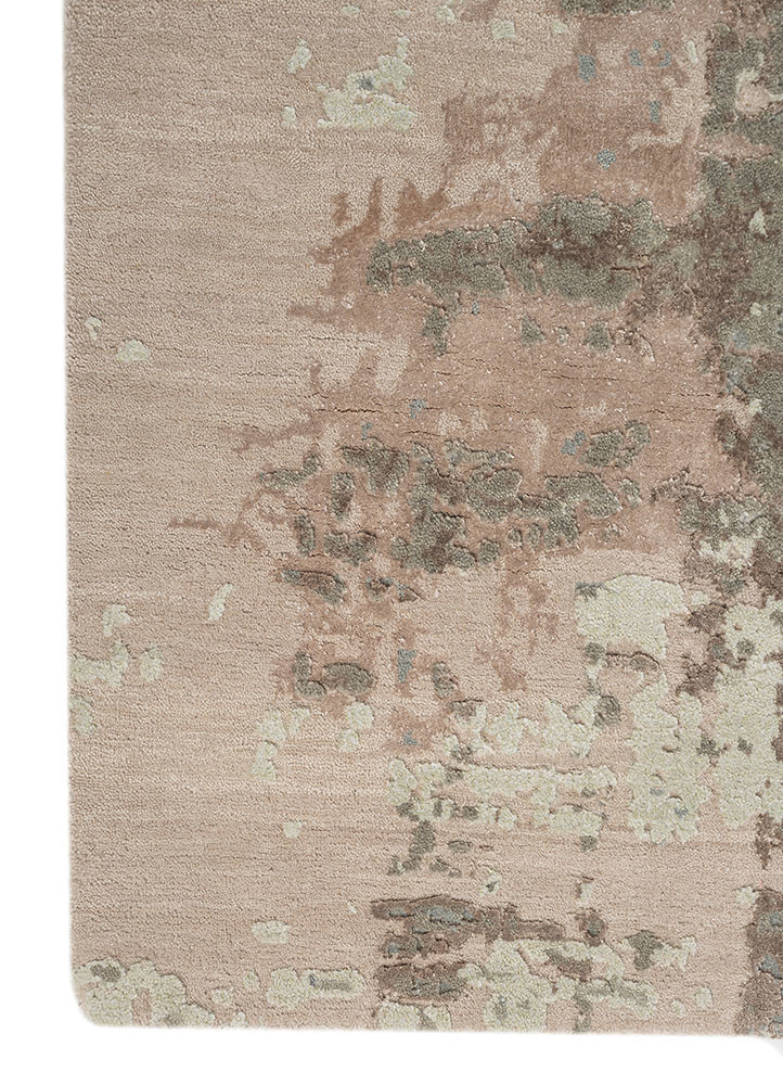 project error by kavi blue wool and bamboo silk hand knotted Rug - Corner