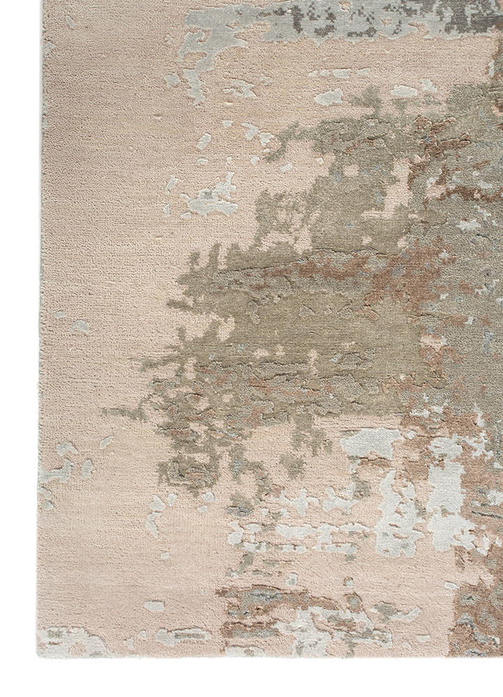 project error by kavi blue wool and bamboo silk hand knotted Rug - Corner