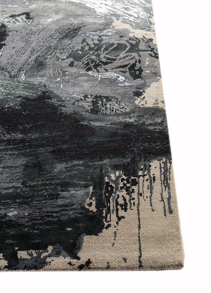 free verse by kavi ivory wool and bamboo silk hand knotted Rug - Corner free verse by kavi ivory wool and bamboo silk hand knotted Rug - Corner