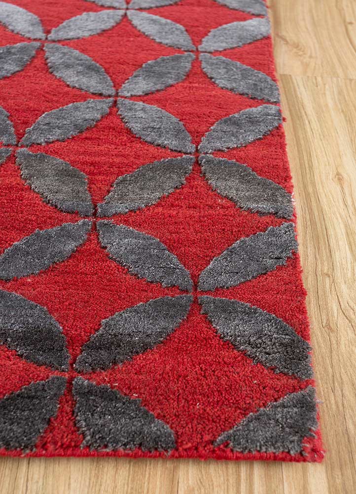 aakar by kavi red and orange wool and bamboo silk hand knotted Rug - Corner aakar by kavi red and orange wool and bamboo silk hand knotted Rug - Corner