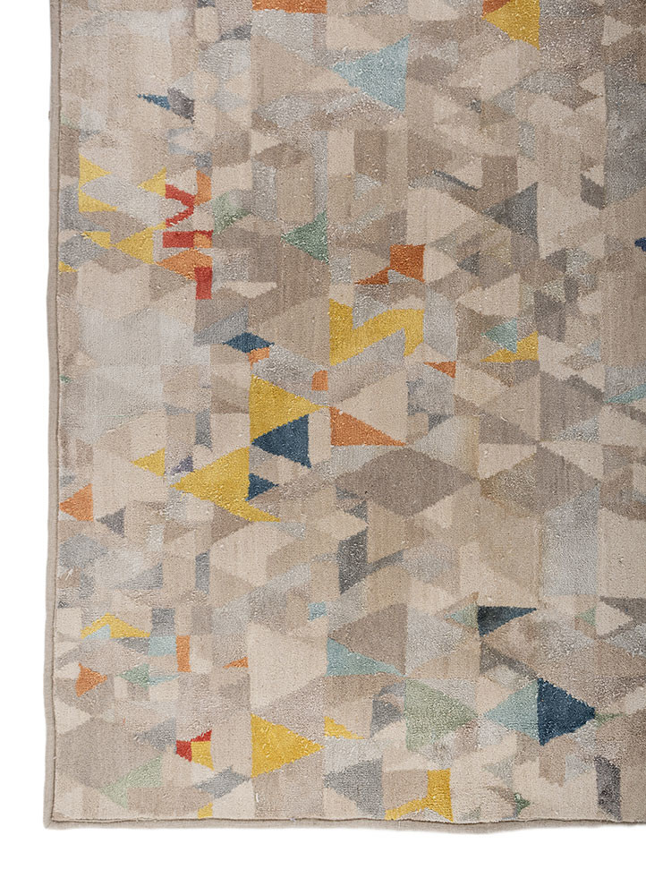 chaos theory by kavi grey and black wool and bamboo silk hand knotted Rug - Corner