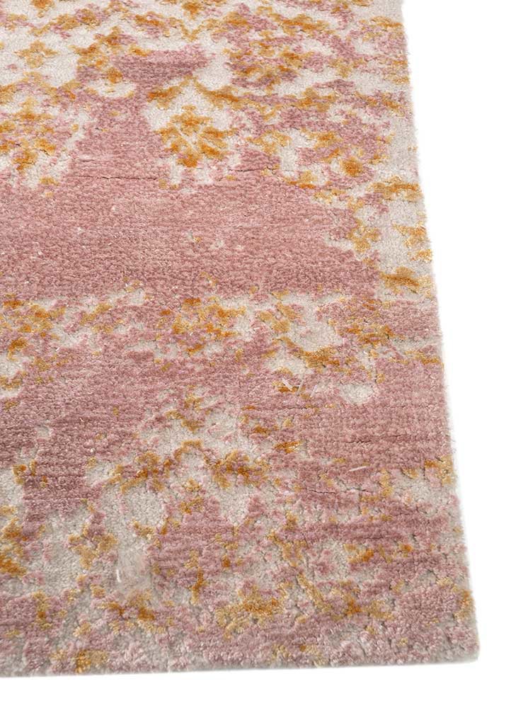 hidden by kavi ivory wool and bamboo silk hand knotted Rug - Corner