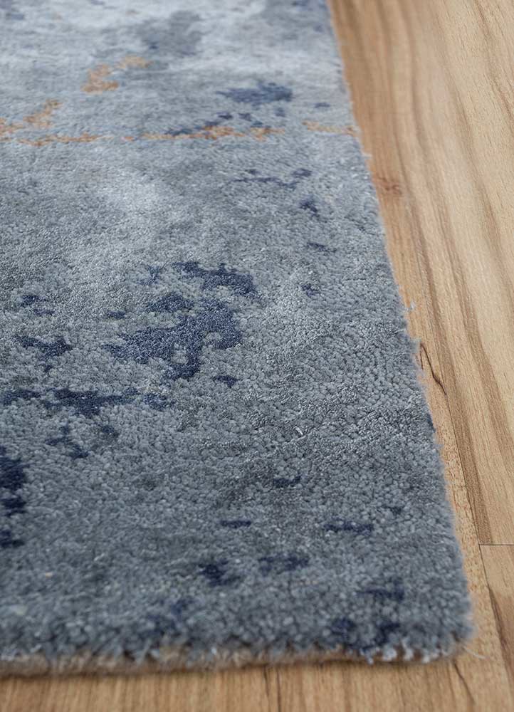 hidden by kavi grey and black wool and bamboo silk hand knotted Rug - Corner hidden by kavi grey and black wool and bamboo silk hand knotted Rug - Corner