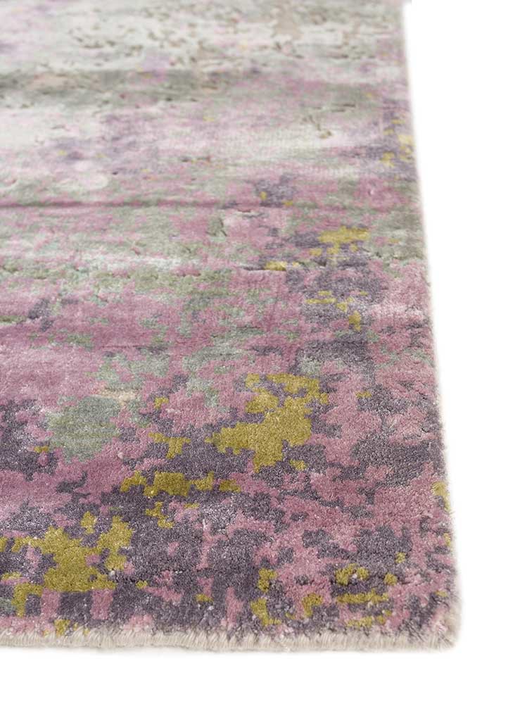hidden by kavi grey and black wool and bamboo silk hand knotted Rug - Corner