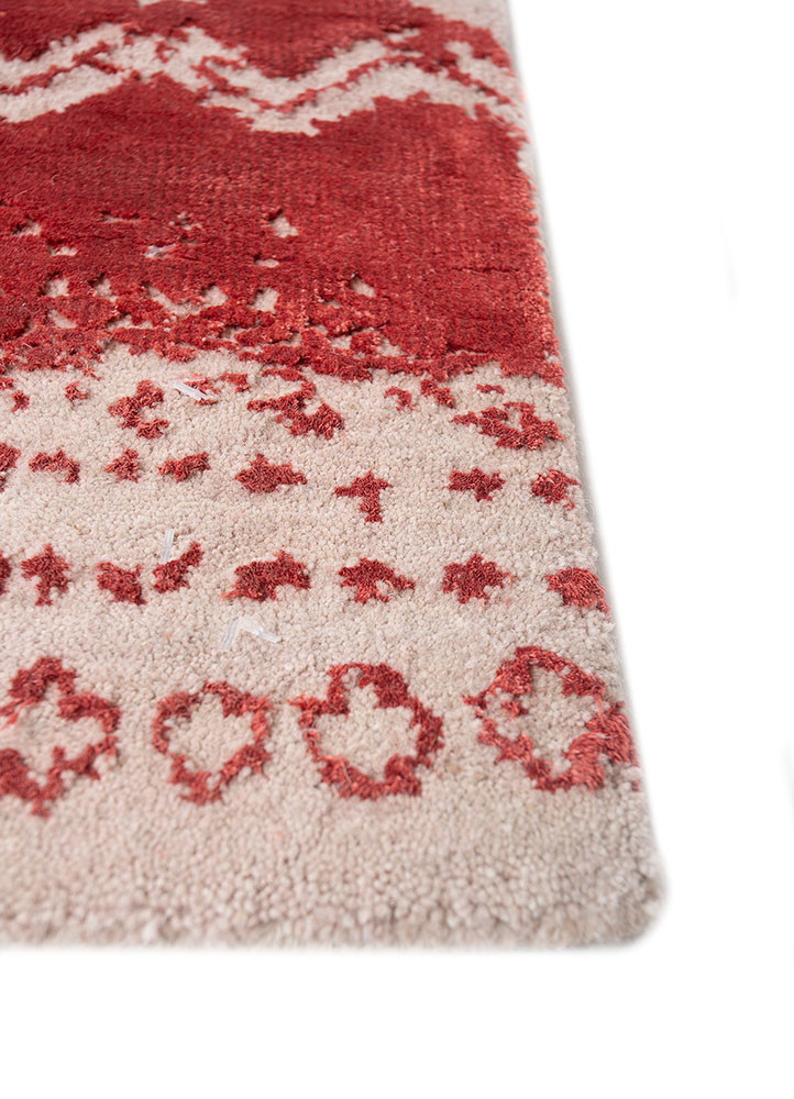 project error by kavi ivory wool and bamboo silk hand knotted Rug - Corner