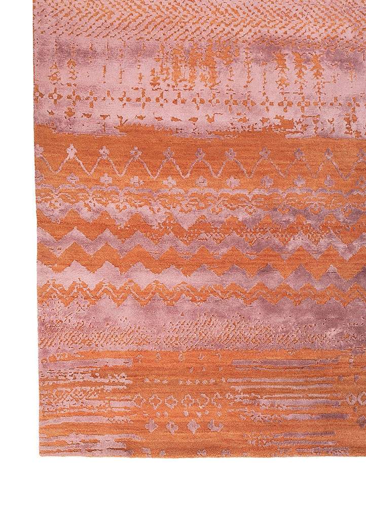 aprezo red and orange wool and bamboo silk hand knotted Rug - Corner aprezo red and orange wool and bamboo silk hand knotted Rug - Corner