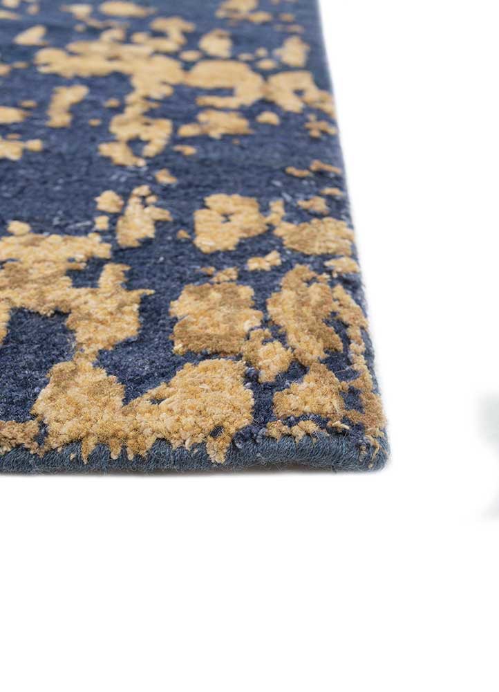 project error by kavi blue wool and bamboo silk hand knotted Rug - Corner