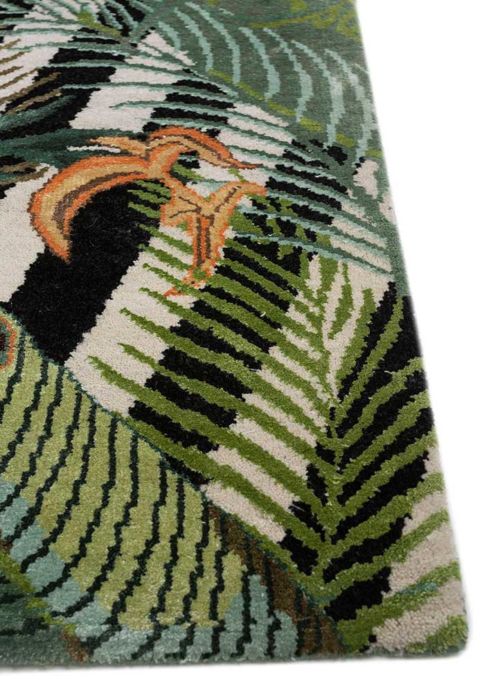 pansy ivory wool and bamboo silk hand knotted Rug - Corner