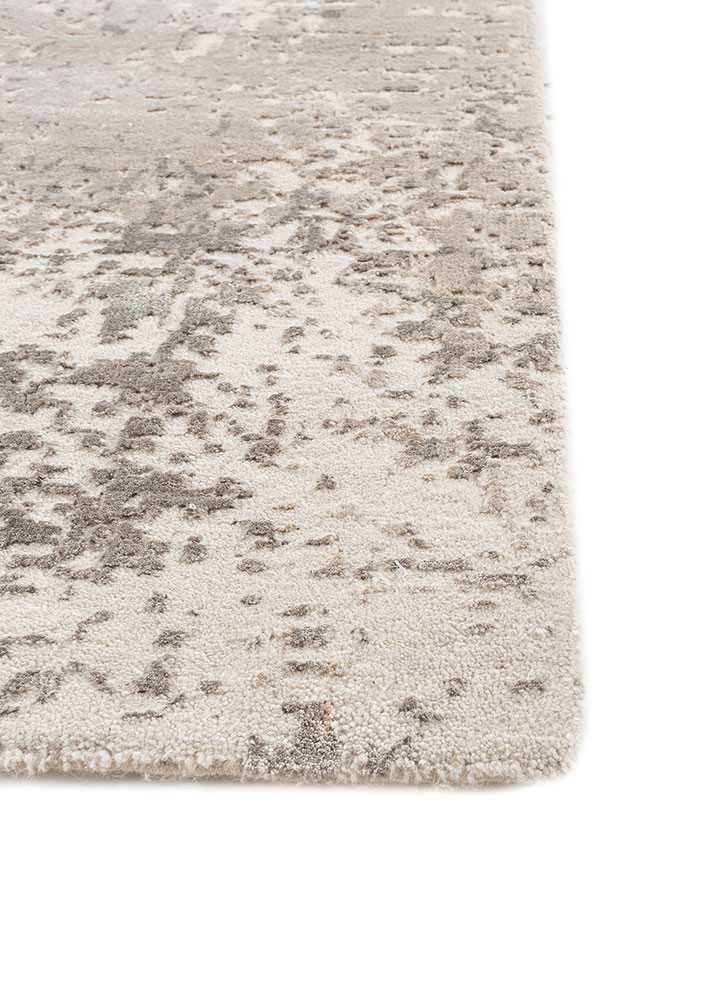 chaos theory by kavi ivory wool and bamboo silk hand knotted Rug - Corner