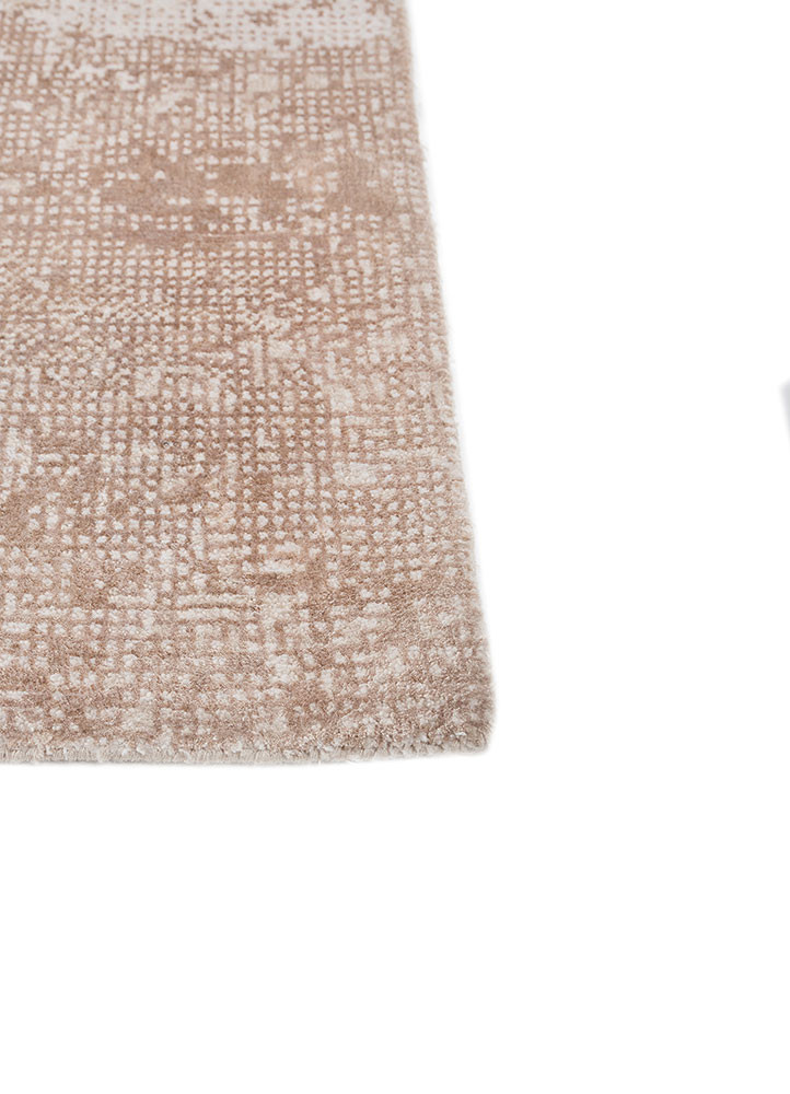 afterglow by kavi ivory wool and bamboo silk hand knotted Rug - Corner