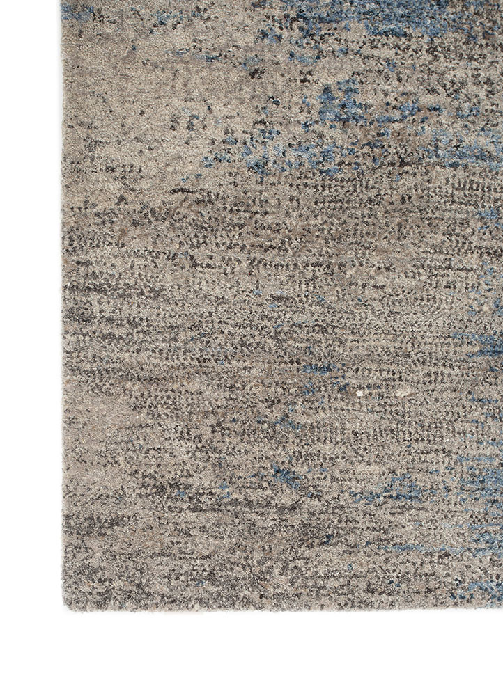 afterglow by kavi beige and brown wool and bamboo silk hand knotted Rug - Corner