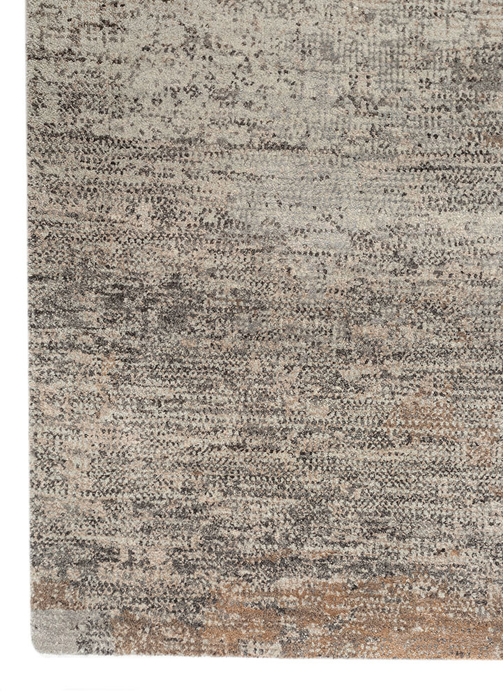 afterglow by kavi grey and black wool and bamboo silk hand knotted Rug - Corner