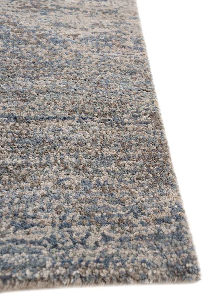 afterglow by kavi grey and black wool and bamboo silk hand knotted Rug - Corner