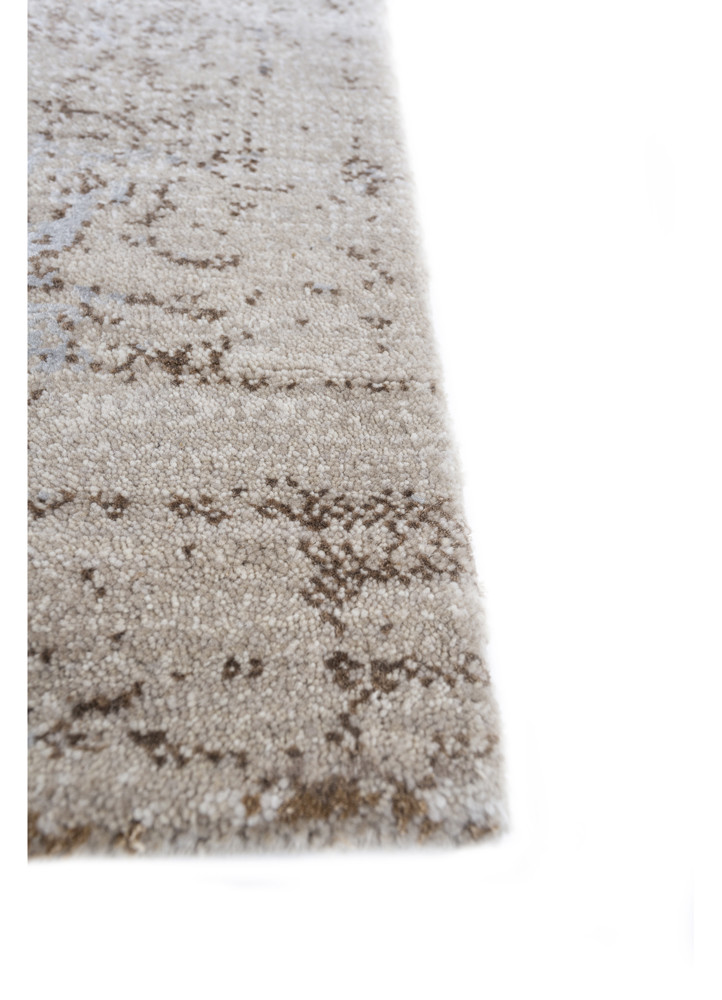 afterglow by kavi ivory wool and bamboo silk hand knotted Rug - Corner
