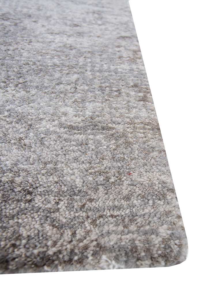 afterglow by kavi grey and black wool and bamboo silk hand knotted Rug - Corner