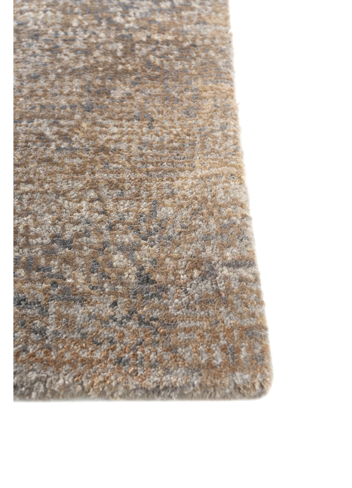 afterglow by kavi beige and brown wool and bamboo silk hand knotted Rug - Corner