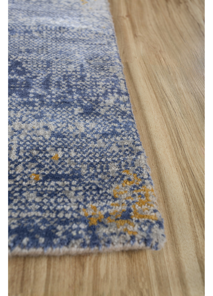 afterglow by kavi ivory wool and bamboo silk hand knotted Rug - Corner