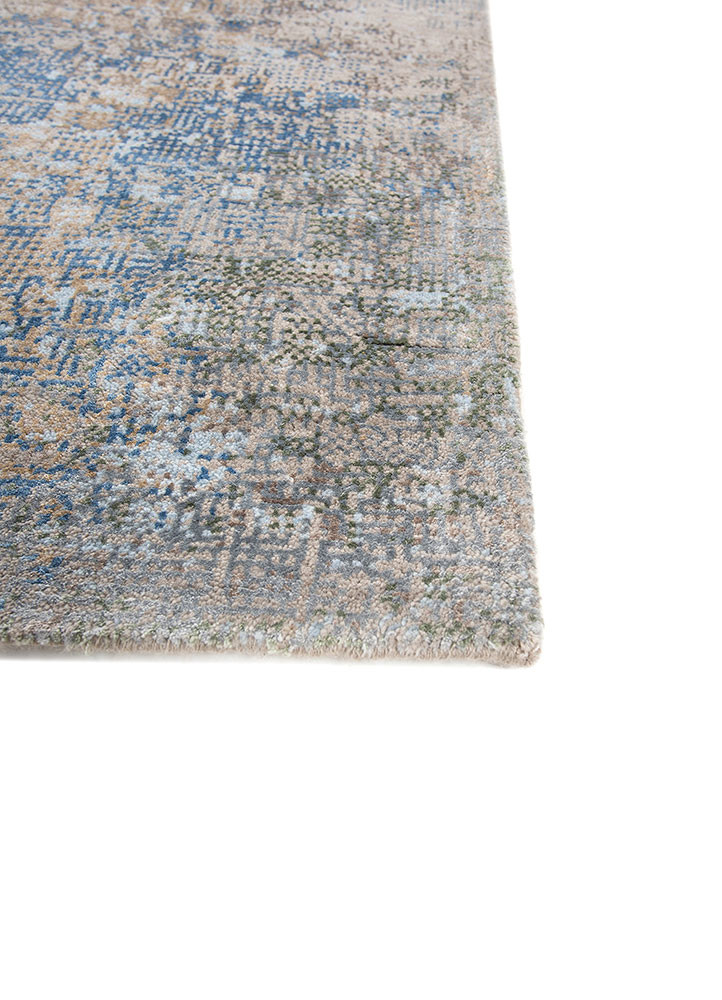 afterglow by kavi grey and black wool and bamboo silk hand knotted Rug - Corner