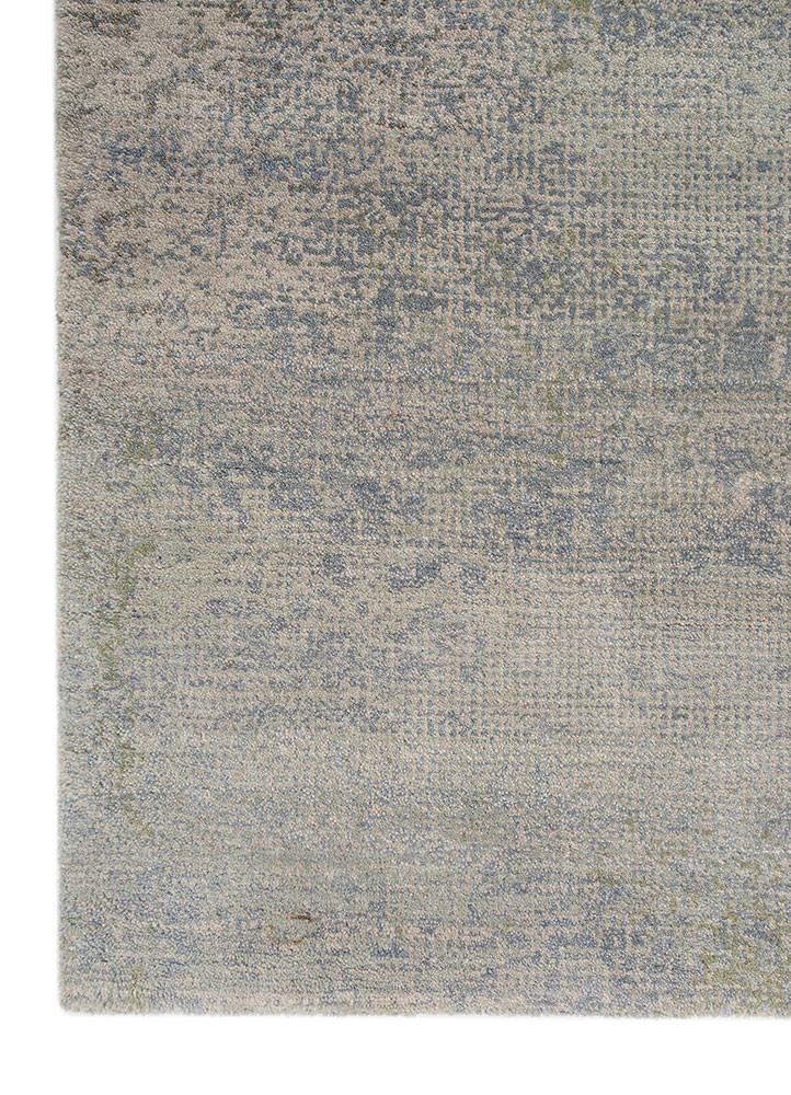 afterglow by kavi grey and black wool and bamboo silk hand knotted Rug - Corner
