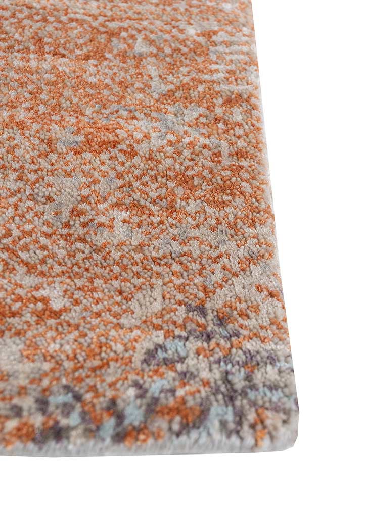 afterglow by kavi grey and black wool and bamboo silk hand knotted Rug - Corner