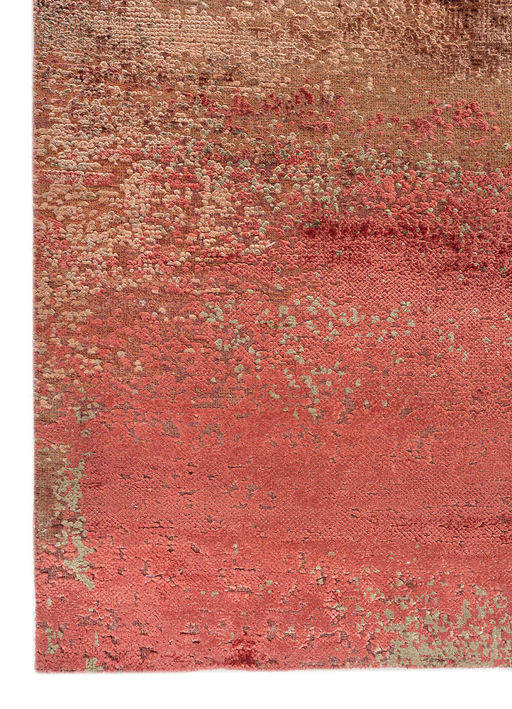 afterglow by kavi red and orange wool and bamboo silk hand knotted Rug - Corner afterglow by kavi red and orange wool and bamboo silk hand knotted Rug - Corner