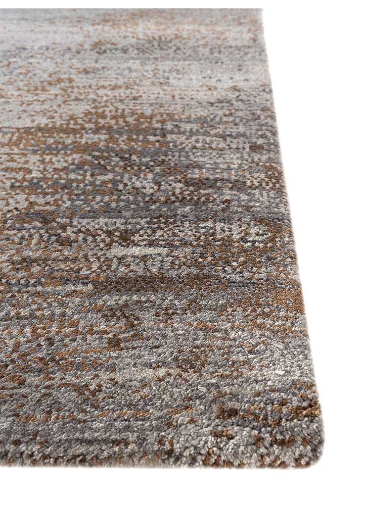 afterglow by kavi grey and black wool and bamboo silk hand knotted Rug - Corner
