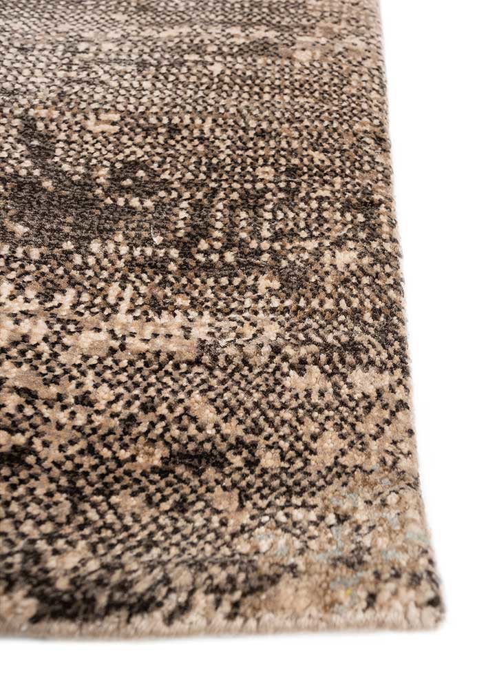 afterglow by kavi beige and brown wool and bamboo silk hand knotted Rug - Corner