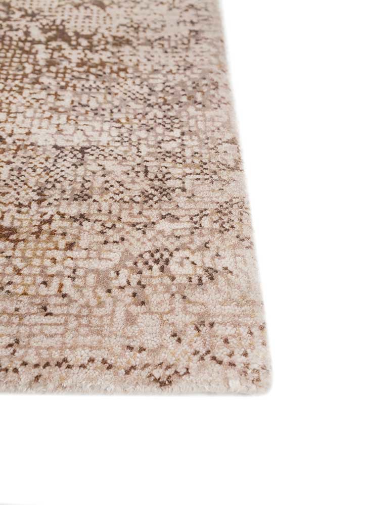afterglow by kavi ivory wool and bamboo silk hand knotted Rug - Corner