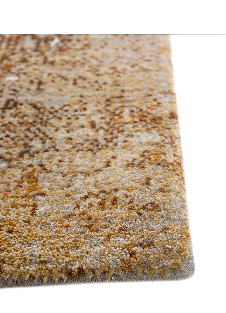 afterglow by kavi gold wool and bamboo silk hand knotted Rug - Corner